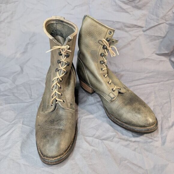 Durango Boots Lace Up Grey Green Leather Men Size 9 - Picture 1 of 8